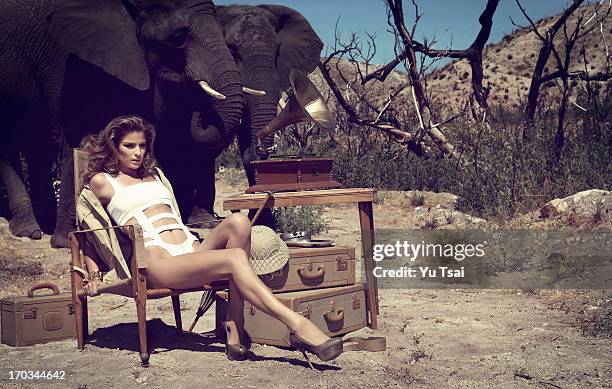 Model Cameron Russell is photographed for swimsuit company Beach Bunny on September 10, 2010 in Los Angeles, California. PUBLISHED IMAGE.