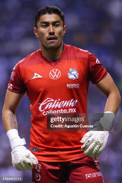 Jesus Rodriguez of Puebla looks on during the 9th round match between Puebla and Pumas UNAM as part of the Torneo Apertura 2023 Liga MX at Cuauhtemoc...