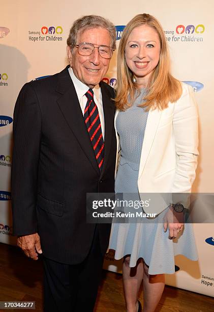Tony Bennett and Chelsea Clinton attend the Samsung's Annual Hope for Children Gala at CiprianiÕs in Wall Street on June 11, 2013 in New York City.
