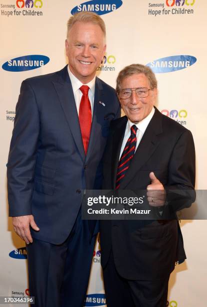 Boomer Esiason and Tony Bennett attend the Samsung's Annual Hope for Children Gala at CiprianiÕs in Wall Street on June 11, 2013 in New York City.