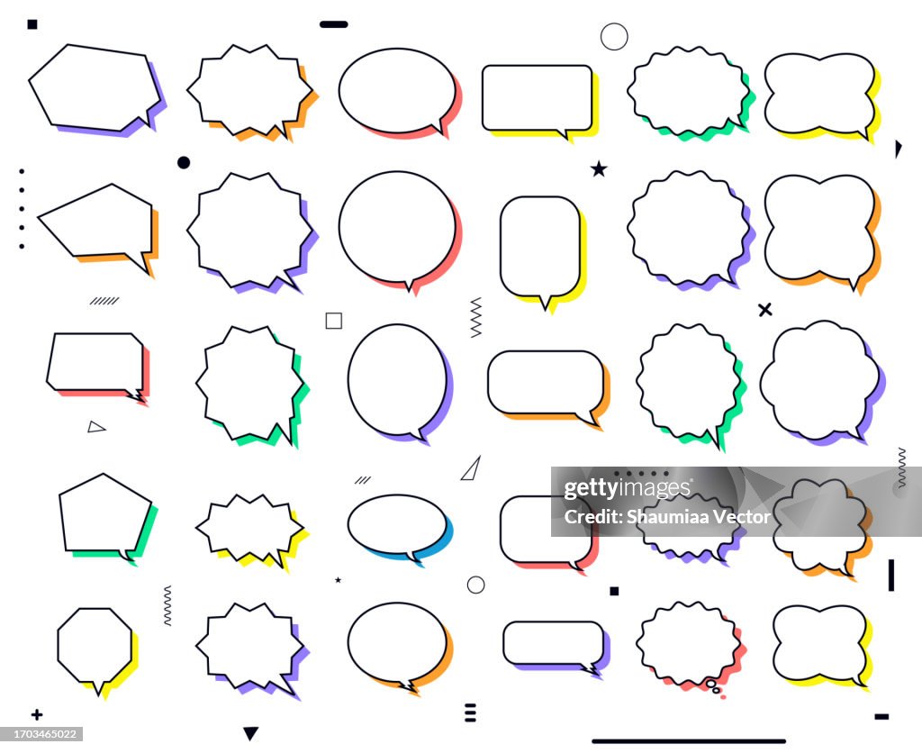 Set of simple and flat speech bubbles icon design