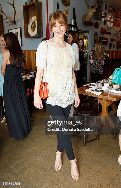 Actress Kate Sumner, wearing Paper Denim & Cloth attends the Paper Denim & Cloth and Baby2Baby Luncheon at Son Of A Gun on June 11, 2013 in Los...