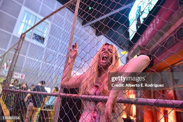 Zombie at the Microsoft X-Box One Deadrising 3 display at the E3 Gaming and Technology Conference at the Los Angeles Convention Center on June 11,...