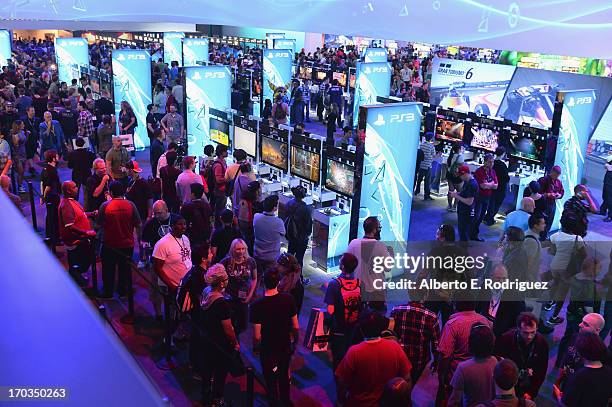 View from the Sony Playstation platform at the E3 Gaming and Technology Conference at the Los Angeles Convention Center on June 11, 2013 in Los...