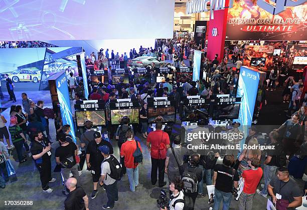 View from the Sony Playstation platform at the E3 Gaming and Technology Conference at the Los Angeles Convention Center on June 11, 2013 in Los...