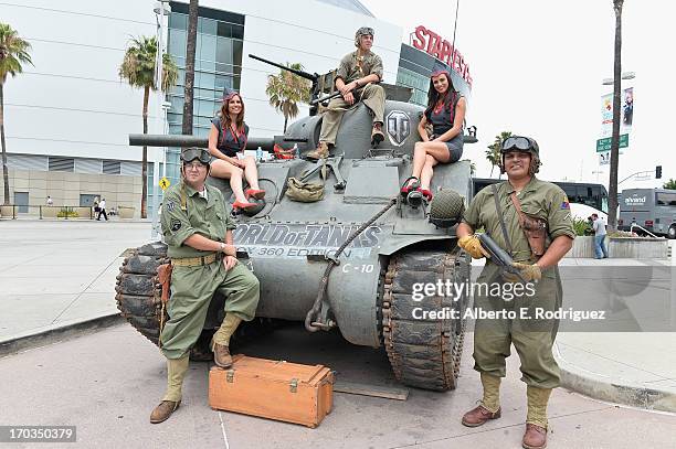 Microsoft X-Box World of Tanks display at the E3 Gaming and Technology Conference at the Los Angeles Convention Center on June 11, 2013 in Los...