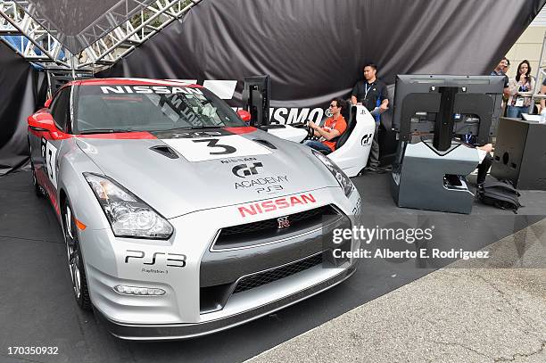 The Sony Playstation 3 Gran Turismo display at the E3 Gaming and Technology Conference at the Los Angeles Convention Center on June 11, 2013 in Los...