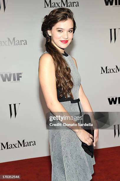 Actress Hailee Steinfeld attends the Max Mara and W Magazine cocktail party to honor the Women In Film Max Mara Face of the Future Awards recipient...