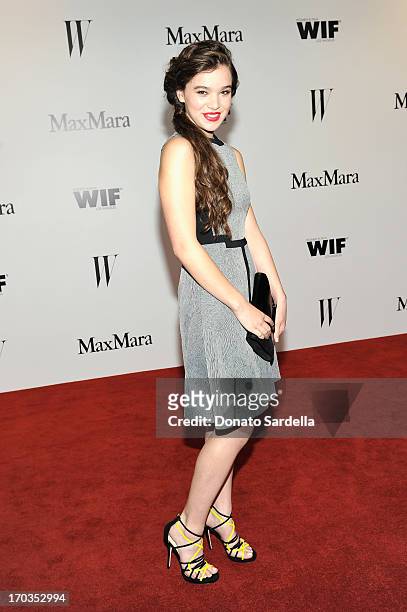 Actress Hailee Steinfeld attends the Max Mara and W Magazine cocktail party to honor the Women In Film Max Mara Face of the Future Awards recipient...