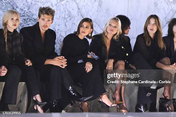 Rosé, Austin Butler, Hailey Bieber, Kate Moss and Carla Bruni attend the Saint Laurent Womenswear Spring/Summer 2024 show as part of Paris Fashion...