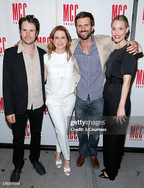 Actors Josh Hamilton, Jenna Fischer, Fred Weller and Leslie Bibb attend the "Reasons To Be Happy" Broadway Opening Night After Party at 49 Grove on...