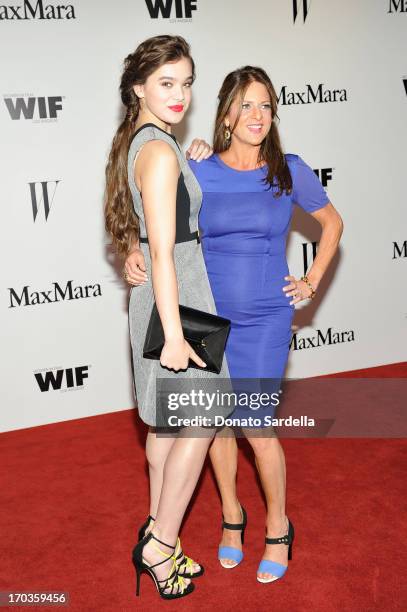 Actress Hailee Steinfeld and producer Cathy Shulman attend the Max Mara and W Magazine cocktail party to honor the Women In Film Max Mara Face of the...