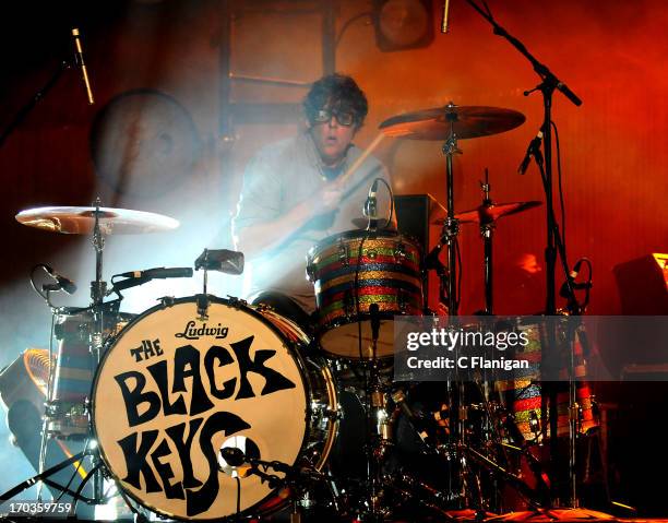 Patrick Carney of The Black Keys performs during the 21st annual KROQ Weenie Roast at Verizon Wireless Amphitheater on May 18, 2013 in Irvine,...