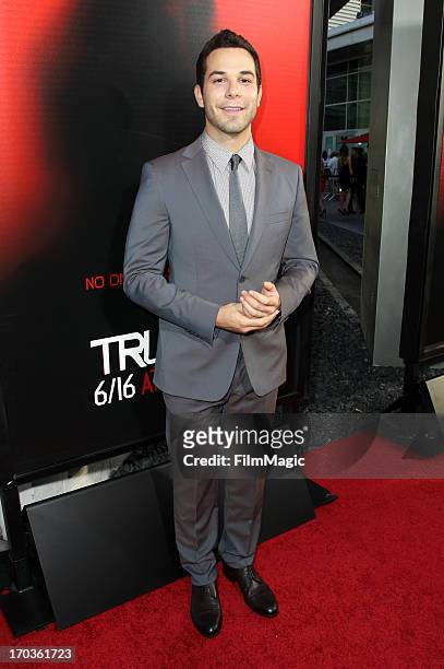 Actor Skylar Astin attends HBO's "True Blood" season 6 premiere at ArcLight Cinemas Cinerama Dome on June 11, 2013 in Hollywood, California.