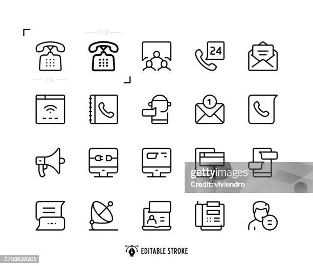 communication line icon set. editable stroke. pixel perfect. - cable management stock illustrations