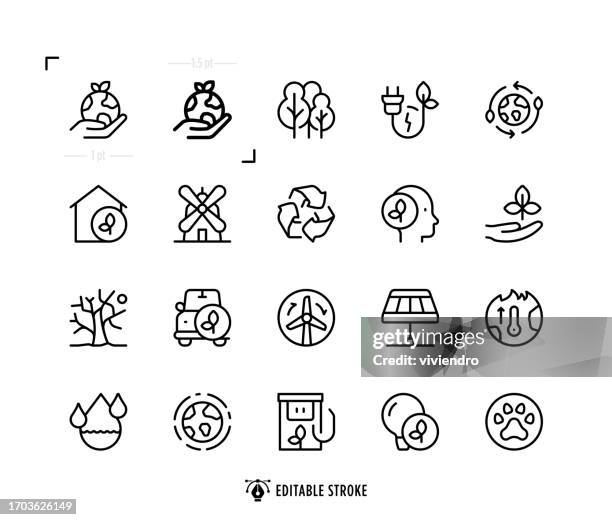 ecology line icon set. editable stroke. pixel perfect. - forest path stock illustrations