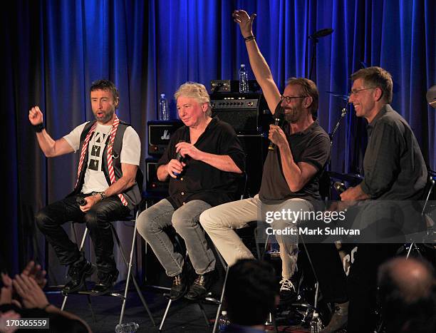 Singer/songwriter Paul Rodgers, guitarist/songwriter Mick Ralphs, drummer Simon Kirke and GRAMMY Museum executive director Bob Santelli onstage...