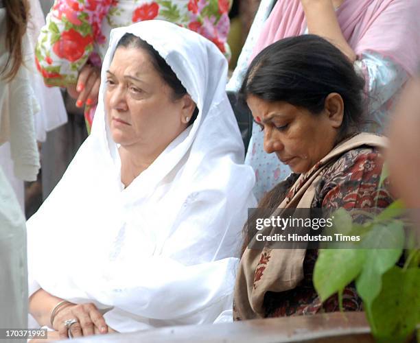 Priyanka Chopra's mother Madhu Chopra during funeral of her husband Ashok Chopra who was cremated at Oshiwara, Jogeshwari on June 10, 2013 in Mumbai,...