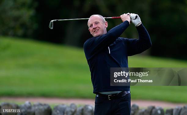 Daniel Greenwood of Forest Pines Golf Club tees off on the 18th hole during the second round of the Glenmuir PGA Professional Championship on the...