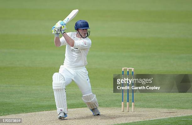 Ben Stokes of Durham bats during day one of the LV County Championship Division One match between Durham and Warwickshire at The Riverside on June...