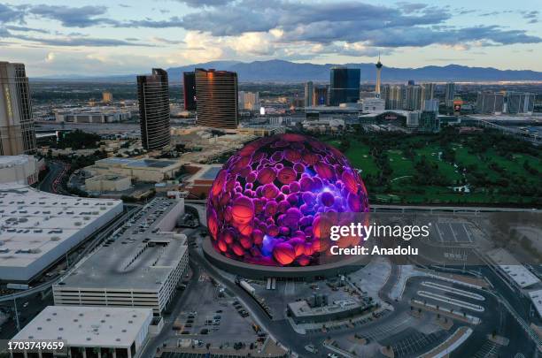 The Sphere is seen at the Venetian Resort in Las Vegas, Nevada, United States on October 1, 2023. The Sphere is a spherical music and entertainment...