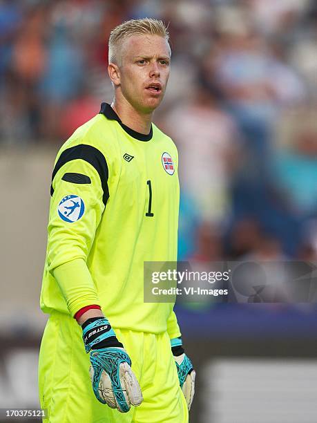 Goalkeeper Arild Ostbo of Norway U21 during the UEFA U21 Championship match between Norway U21 and Italy U21 on June 11, 2013 at the Bloomfield...