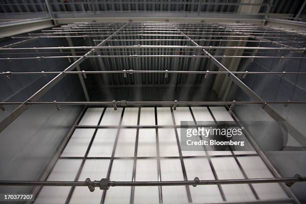 Equipment stands in the evaporative room inside Facebook Inc.'s new data storage center near the Arctic Circle in Lulea, Sweden, on Wednesday, June...