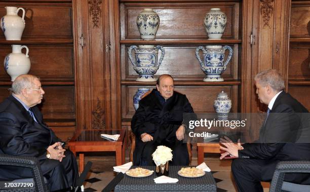 Photo obtained on June 12, 2013 from Algerian Press Service news agency shows Algeria's President Abdelaziz Bouteflika receiving Algerian Chief of...