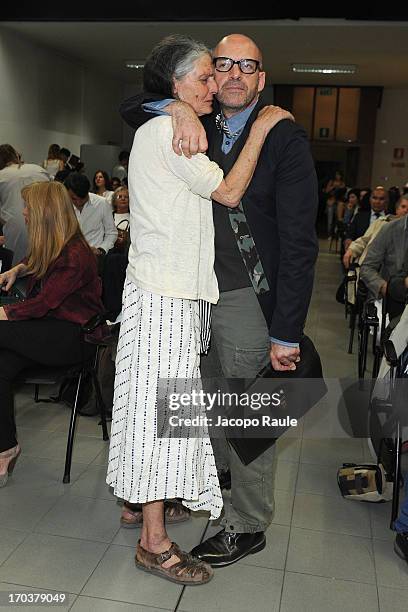 Benedetta Barzini and Antonio Marras attend Antonio Marras Receives Honorary Degree From Academy of Fine Arts of Brera on June 12, 2013 in Milan,...