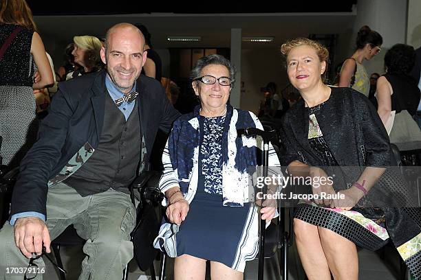 Antonio Marras and his mother Nannina and his wife Patrizia Marras attend Antonio Marras Receives Honorary Degree From Academy of Fine Arts of Brera...
