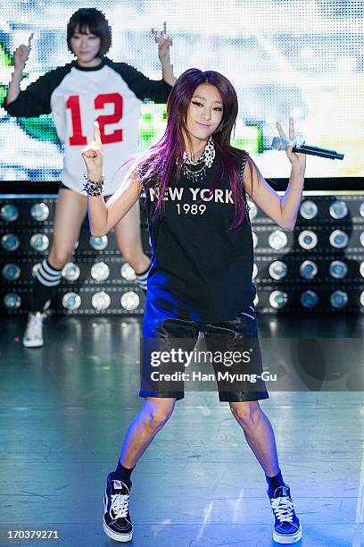 Bora of South Korean girl group SISTAR performs onstage during the SISTAR 2nd Album 'Give It To Me' Showcase at Lotte Card Art Hall on June 11, 2013...