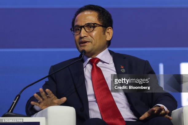 Francisco da Costa Monteiro, Timor-Leste's petroleum minister, speaks during a panel session on day two of the Abu Dhabi International Petroleum...