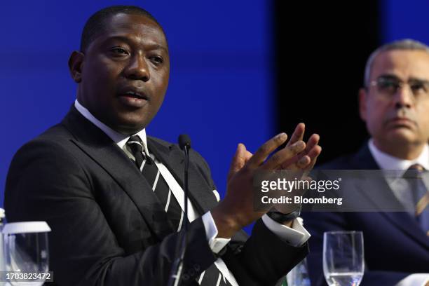 Herbert Krapa, Ghana's deputy energy minister, speaks during a panel session on day two of the Abu Dhabi International Petroleum Exhibition and...