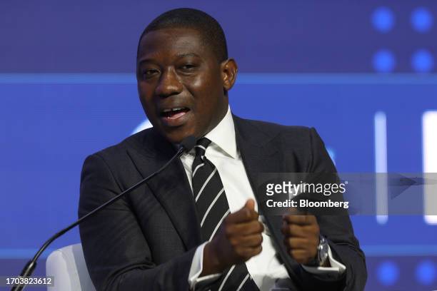 Herbert Krapa, Ghana's deputy energy minister, speaks during a panel session on day two of the Abu Dhabi International Petroleum Exhibition and...
