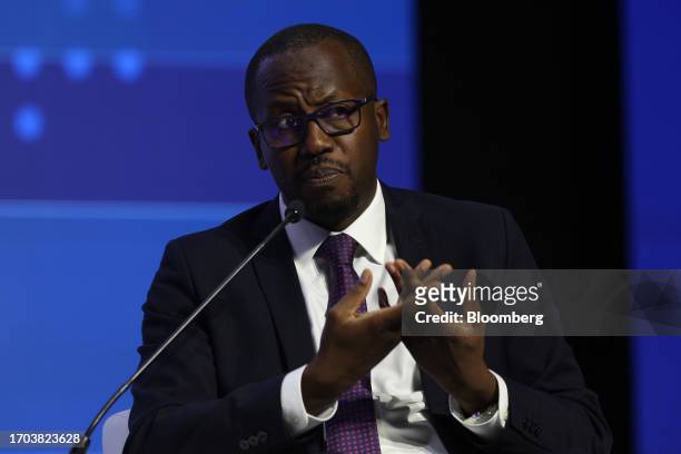 Cheikh Niane, Senegal's deputy petroleum minister, speaks during a panel session on day two of the Abu Dhabi International Petroleum Exhibition and...
