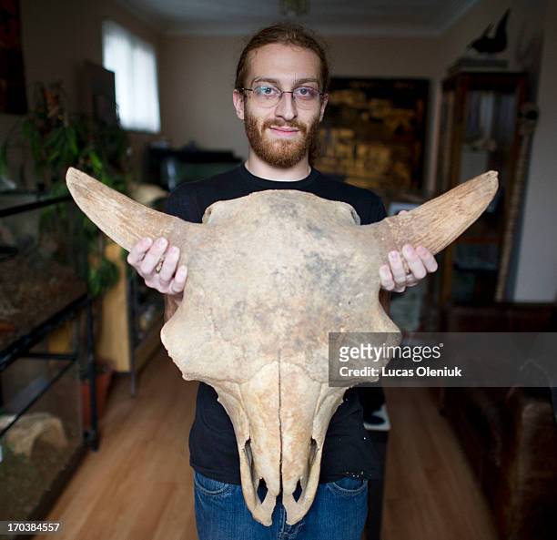 Ben Lovatt sells animal skulls and fossils from his Danforth house, including this 15,000-year-old bison skull from Nebraska. He runs an on-line...