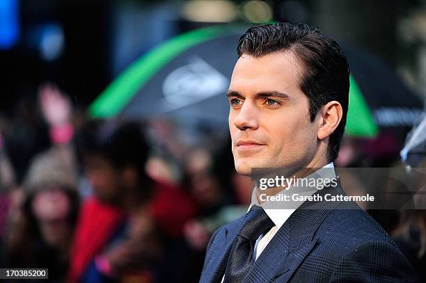 Henry Cavill attends the UK Premiere of 'Man of Steel' at Odeon Leicester Square on June 12, 2013 in London, England.