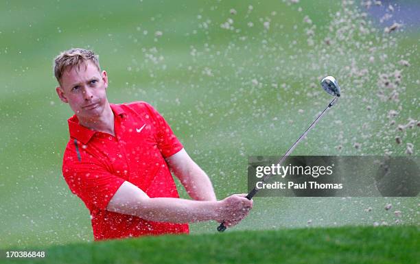 Alex Boyton of Skidby Lakes Golf Club plays a shot on the 17th hole during the second round of the Glenmuir PGA Professional Championship on the...