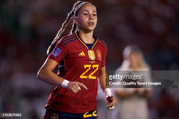 Athenea del Castillo of Spain looks on during the UEFA Women's Nations League match between Spain and Switzerland at Estadio Nuevo Arcangel on...