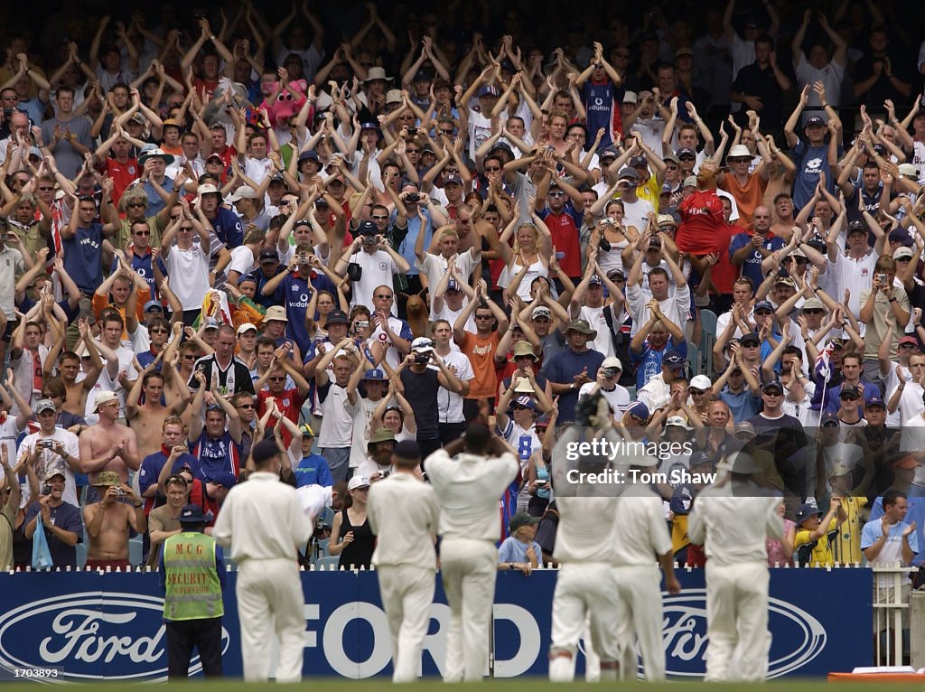 The Barmy Army salute the England team