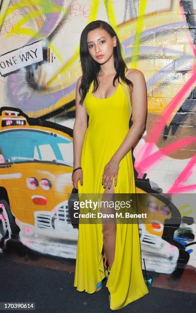 Leah Weller attends Club DKNY in celebration of #DKNYARTWORKS hosted by Cara Delevingne with special performances by Rita Ora and Iggy Azalea at The...
