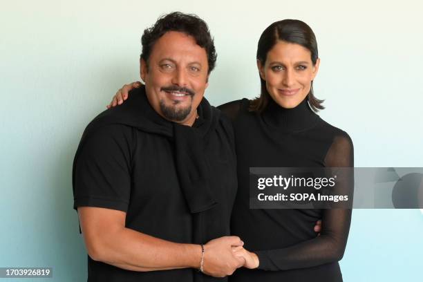 Enrico Brignano and Giulia Bevilacqua attend at the photocall of the movie Volevo un figlio maschio at the Paparazzi Terrace of Visconti Le Meridien...