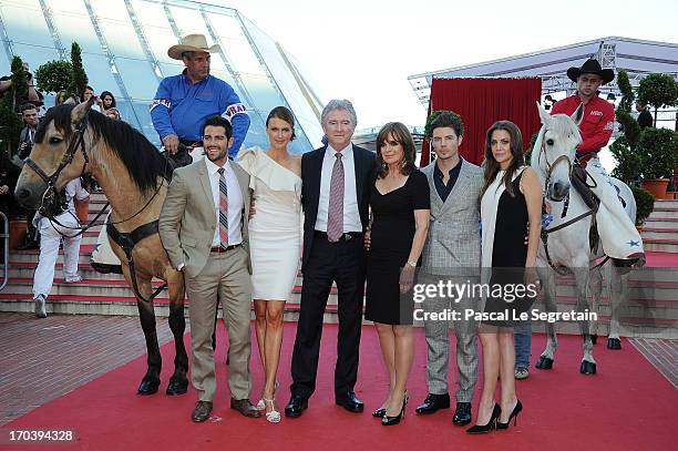 Jesse Metcalfe, Brenda Strong, Patrick Duffy, Linda Gray, Josh Henderson and Julie Gonzalo attend the 'Dallas' photocall during the 53rd Monte-Carlo...