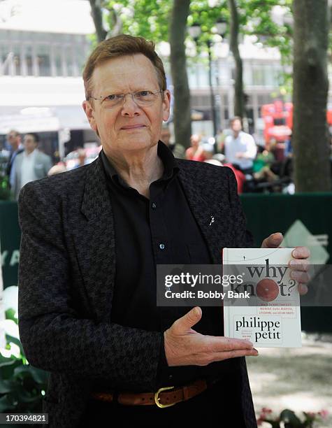 Philippe Petit promotes "Why Knot" at The Bryant Park Reading Room on June 12, 2013 in New York City.