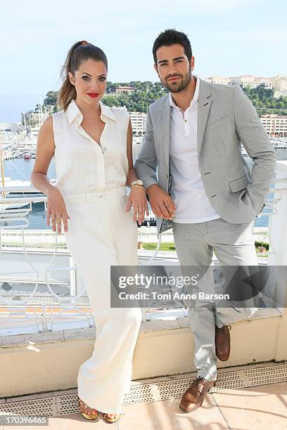 Julie Gonzalo and Jesse Metcalfe pose at the Hermitage Hotel on June 11, 2013 in Monaco, Monaco.