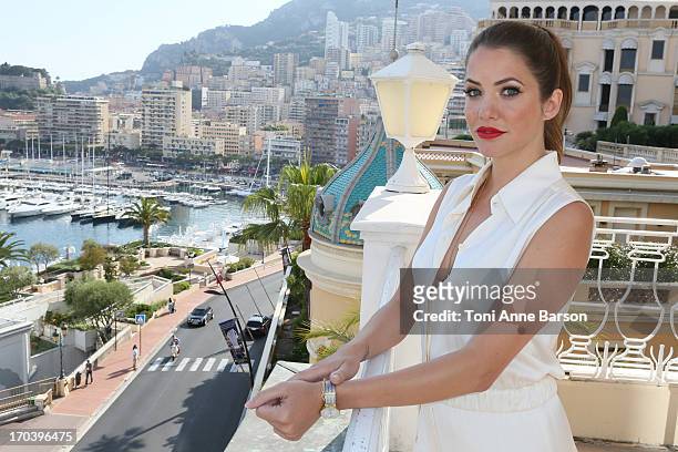 Julie Gonzalo poses at the Hermitage Hotel on June 11, 2013 in Monaco, Monaco.