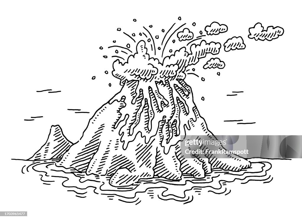 Sea Volcano Eruption Drawing High-Res Vector Graphic - Getty Images