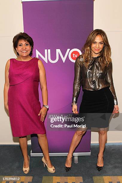 Jennifer Lopez and President and CEO of NCLR Janet Murguia visit NCTA on June 12, 2013 in Washington, DC.