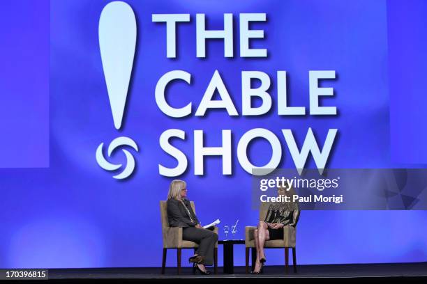 Lynette Rice moderates discussion with Jennifer Lopez at NCTA on June 12, 2013 in Washington, DC.