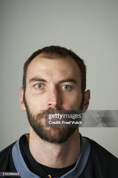 Finals Preview: Closeup portrait of Boston Bruins defenseman Zdeno Chara during photo shoot at Consol Energy Center. Pittsburgh, PA 6/2/2013 CREDIT:...